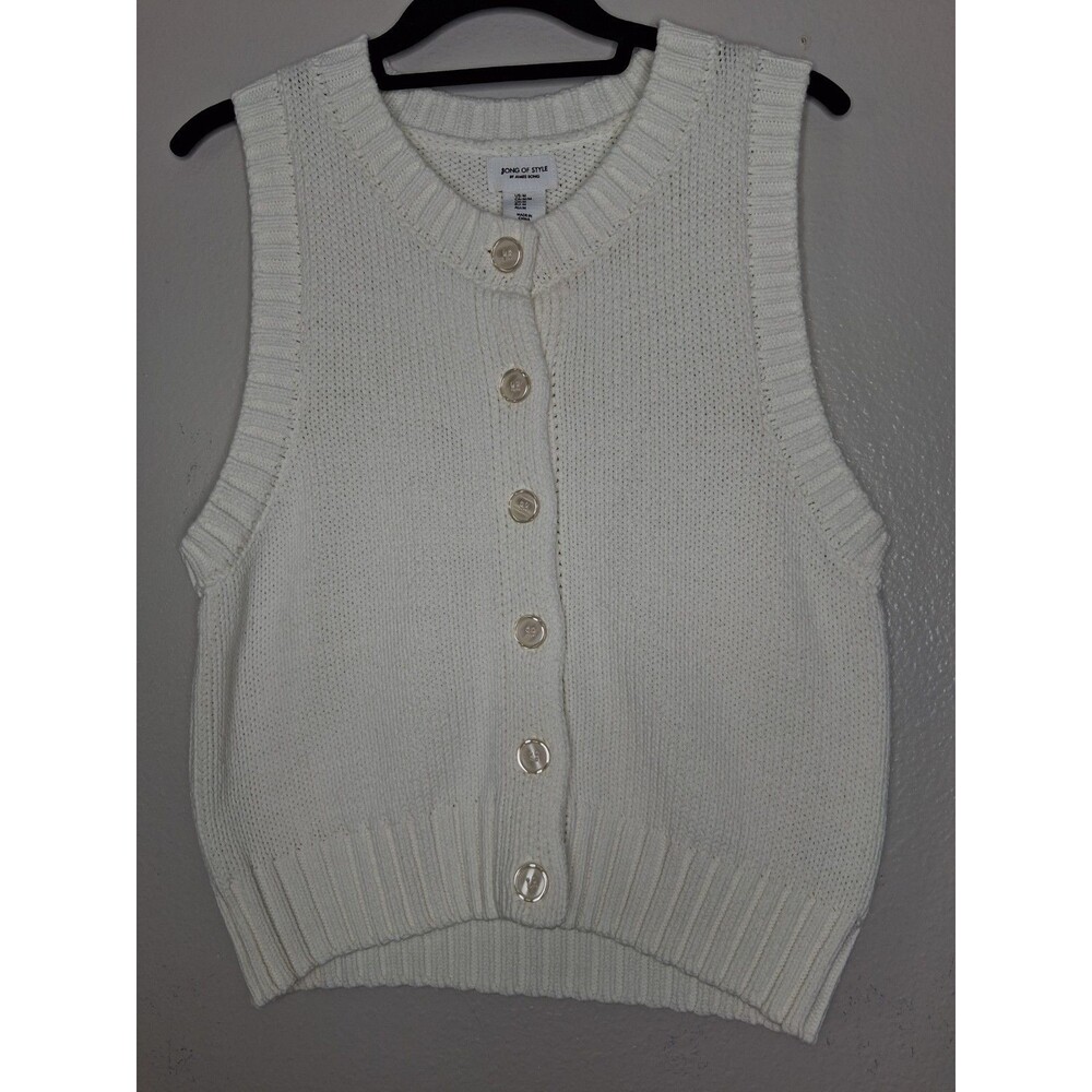 Revolve Song of Style Button Front Cotton Blend Ivory Sweater Vest Size Medium